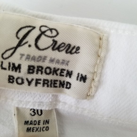 J. Crew White Slim Broken-In Boyfriend Jeans Womens Size 30 Mid Rise Stretch - Picture 9 of 12